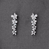 Clip - On CZ Flower Dangle Earrings for Wedding - Earrings - Cassandra Lynne