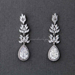 Clip - On CZ Vine Pear Drop Wedding Earrings - Earrings - Cassandra Lynne