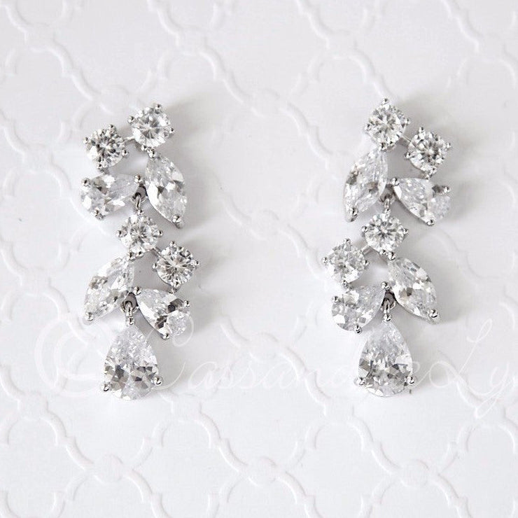 Clip - On CZ Wedding Earrings with Multi - Shape Jewels - Earrings - Cassandra Lynne