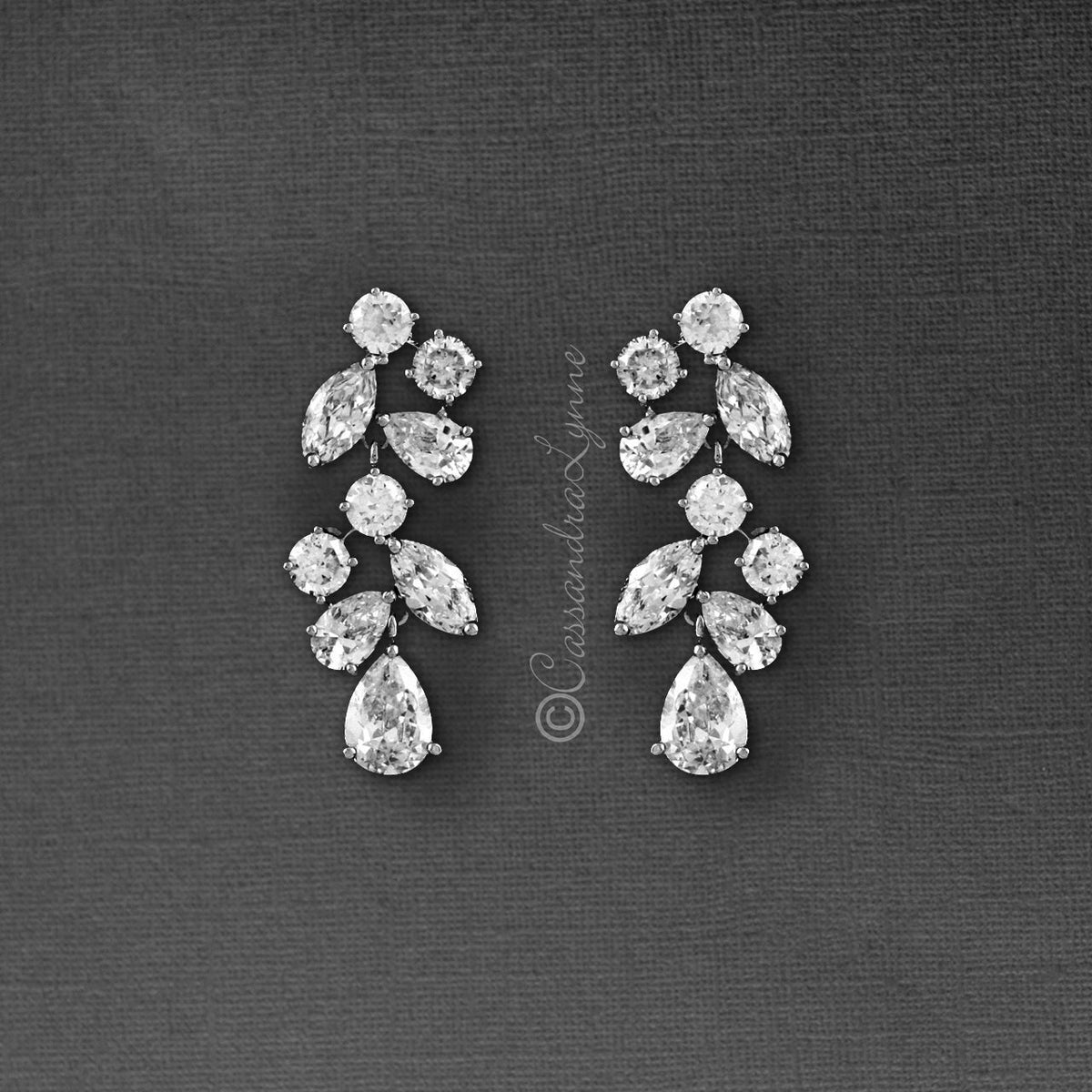 Clip - On CZ Wedding Earrings with Multi - Shape Jewels - Earrings - Cassandra Lynne