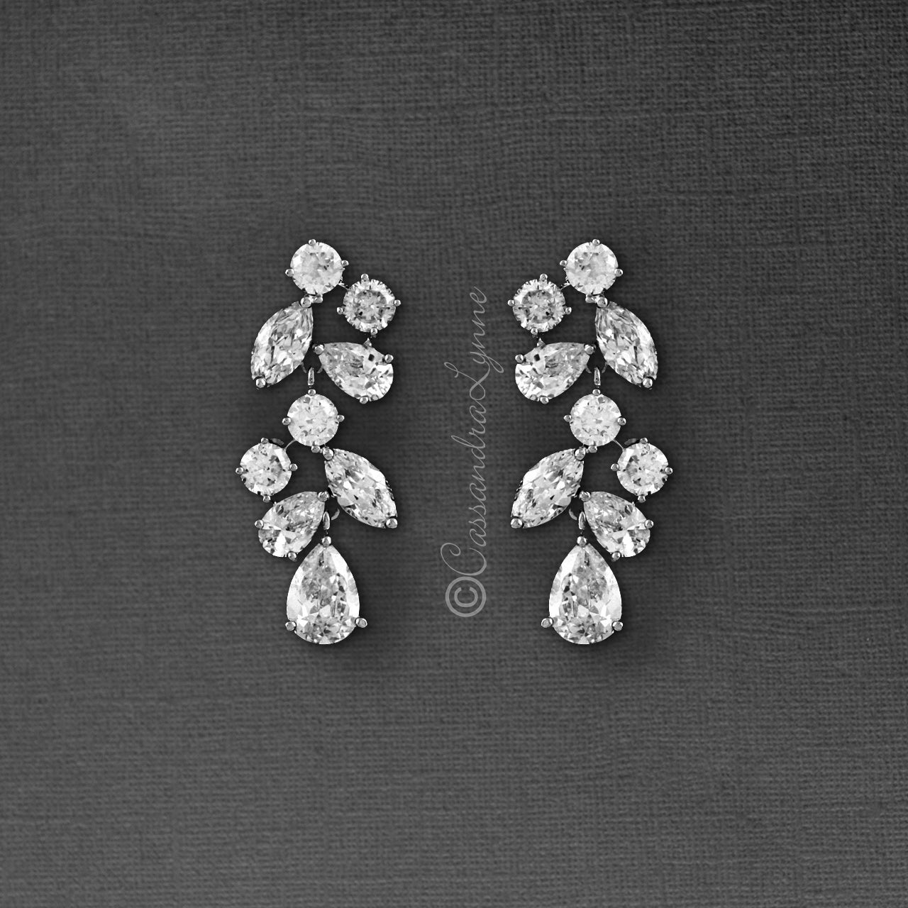 Clip - On CZ Wedding Earrings with Multi - Shape Jewels - Earrings - Cassandra Lynne