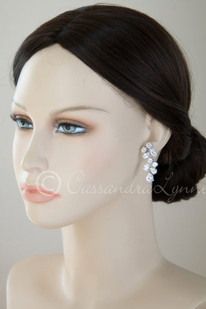 Clip-On CZ Wedding Earrings with Multi-Shape Jewels