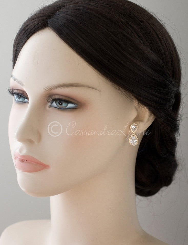 Clip - On Double Teardrop Cut CZ Drop Earrings - Earrings - Cassandra Lynne