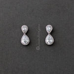 Clip - On Double Teardrop Cut CZ Drop Earrings - Earrings - Cassandra Lynne