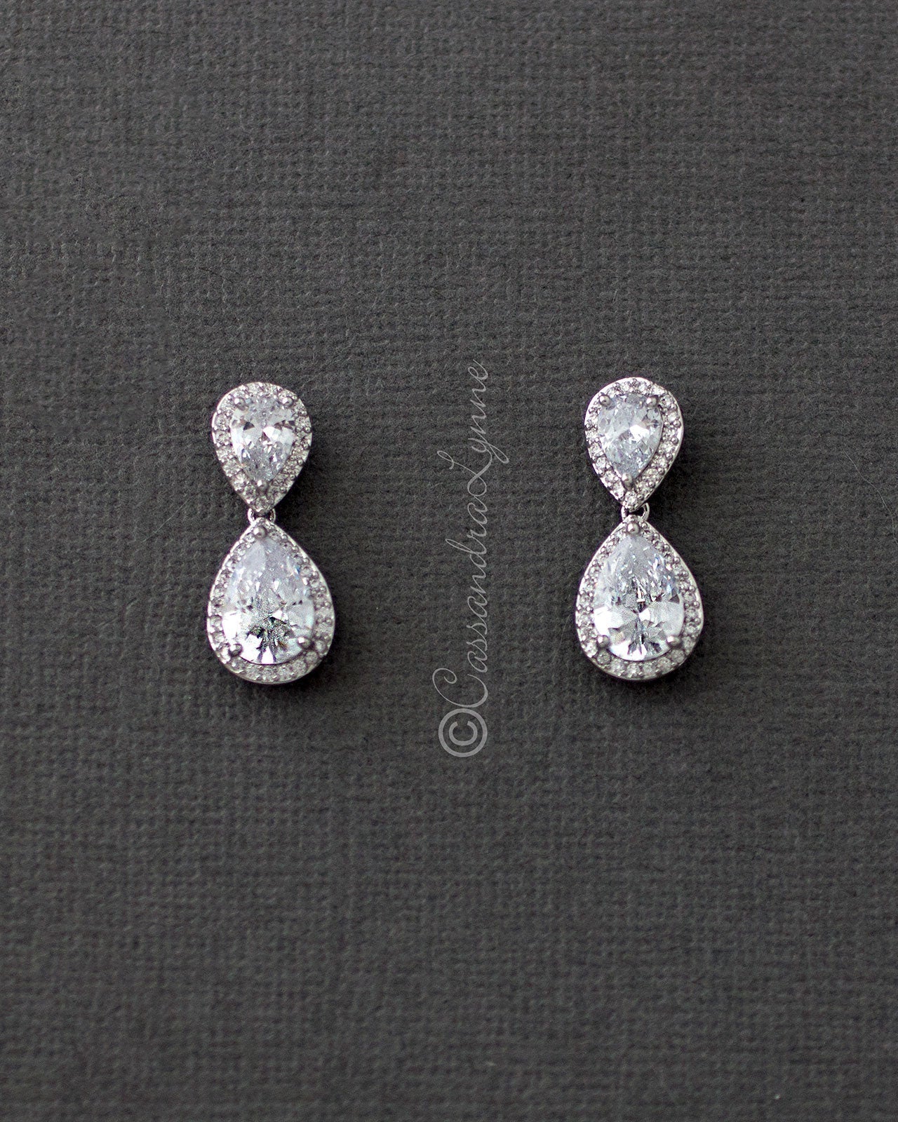 Clip - On Double Teardrop Cut CZ Drop Earrings - Earrings - Cassandra Lynne