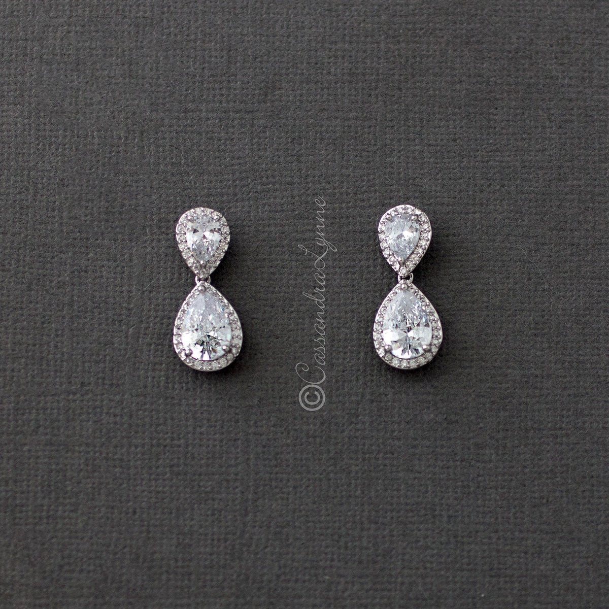 Clip - On Double Teardrop Cut CZ Drop Earrings - Earrings - Cassandra Lynne