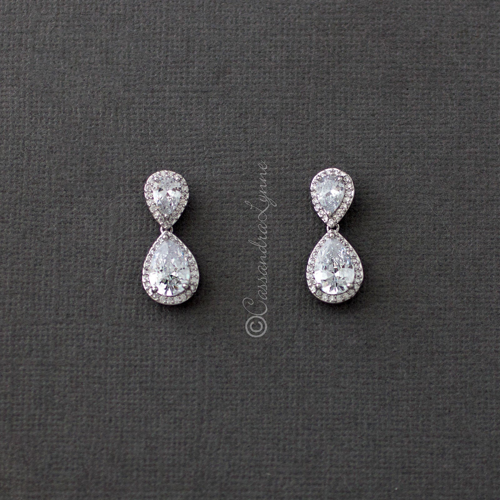 Clip - On Double Teardrop Cut CZ Drop Earrings - Earrings - Cassandra Lynne