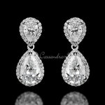 Clip - On Double Teardrop Cut CZ Drop Earrings - Earrings - Cassandra Lynne