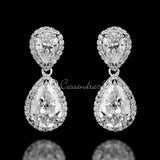 Clip - On Double Teardrop Cut CZ Drop Earrings - Earrings - Cassandra Lynne