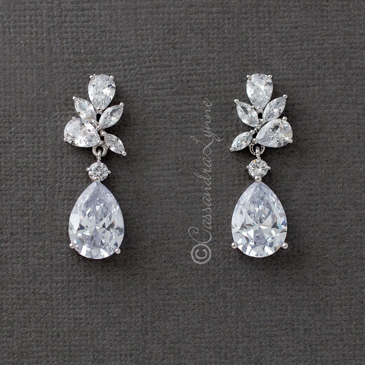 Clip - On Marquise and Pear Teardrop Jewels CZ Earrings - Earrings - Cassandra Lynne