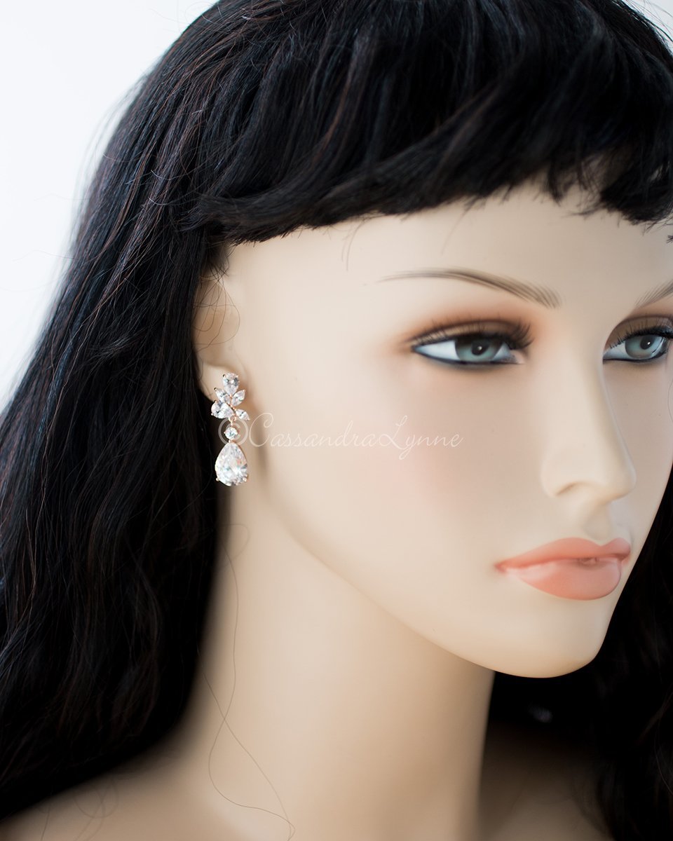 Clip-On Marquise and Pear Teardrop Jewels CZ Earrings - Cassandra Lynne