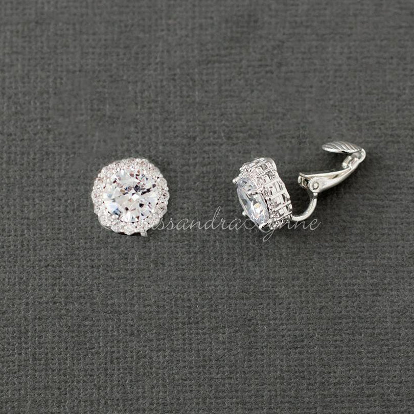 Clip - On Pave Round CZ Stud Earrings - Earrings - Cassandra Lynne