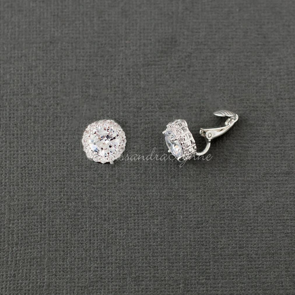 Clip-On Pave Round CZ Stud Earrings