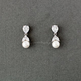 Clip On Pearl Drop CZ Earrings - Earrings - Cassandra Lynne