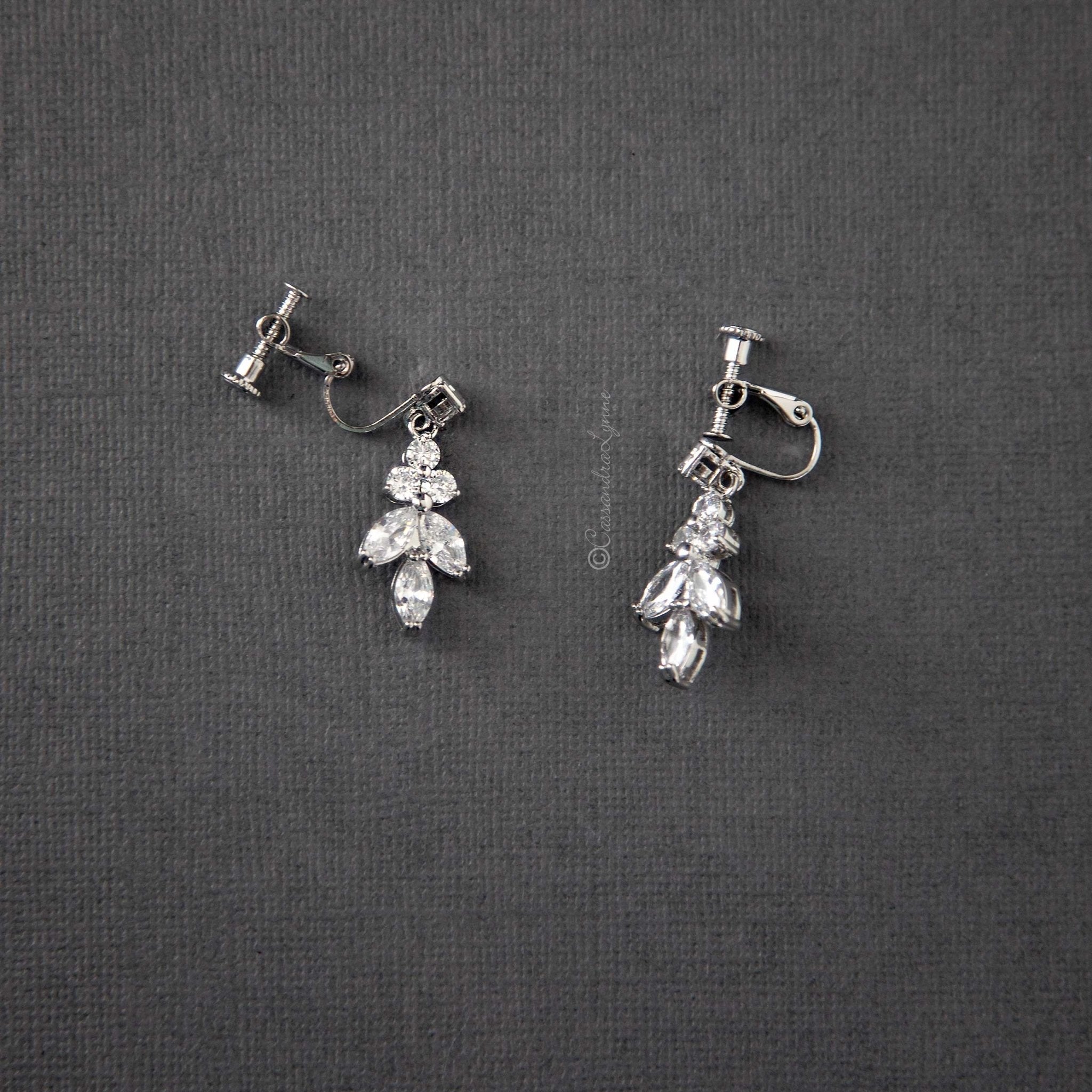 Clip - On Screw Back Earrings of Marquise Leaf Drop - Earrings - Cassandra Lynne