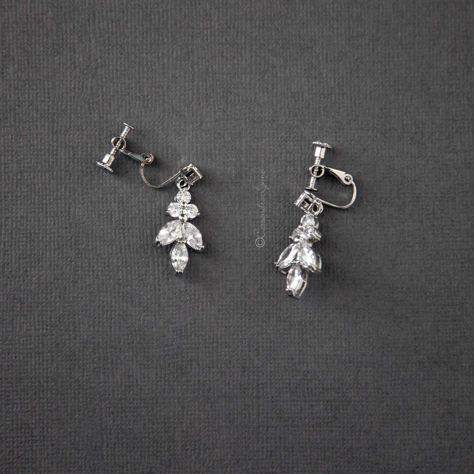 Clip - On Screw Back Earrings of Marquise Leaf Drop - Earrings - Cassandra Lynne