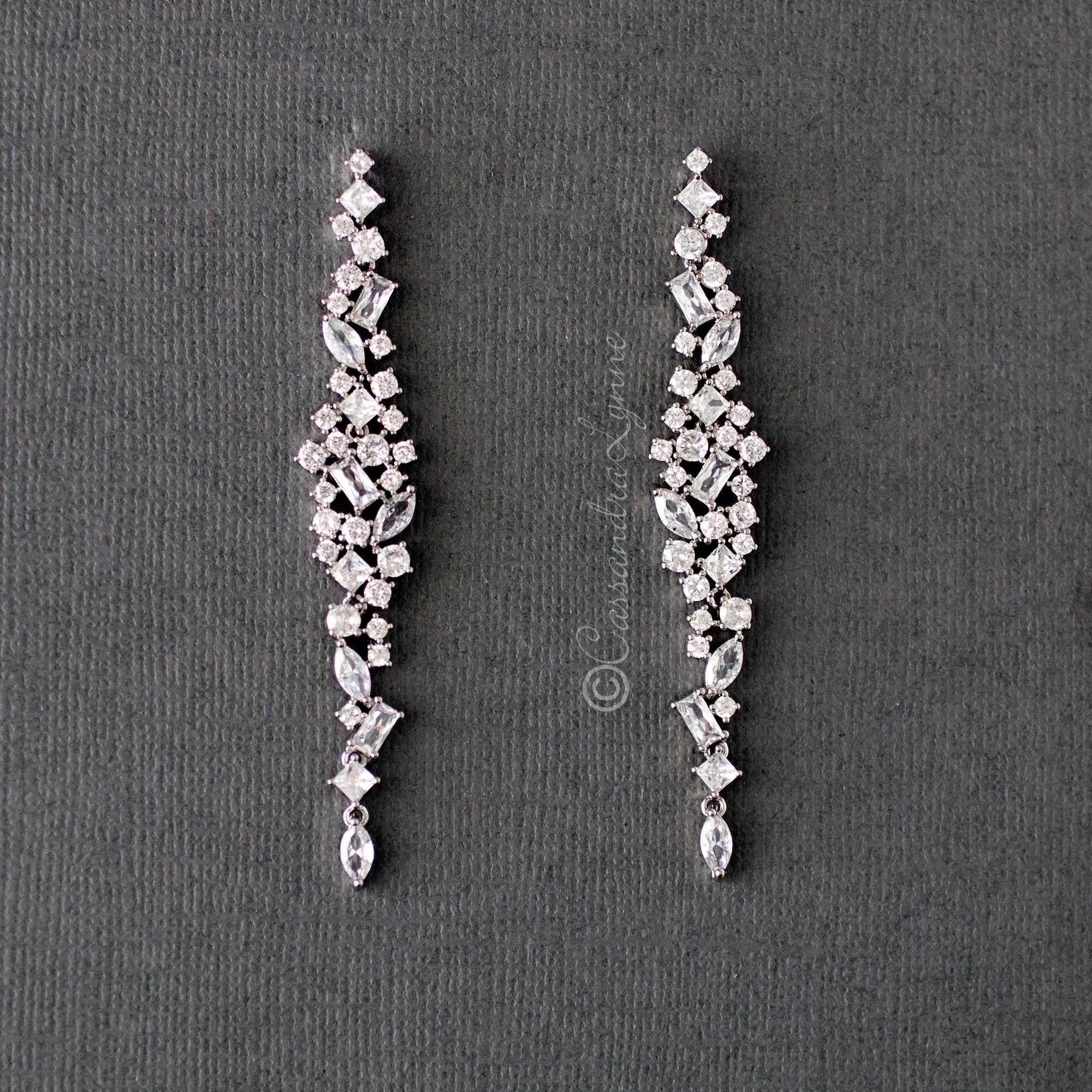 Cluster CZ Bridal Earrings - Earrings - Cassandra Lynne