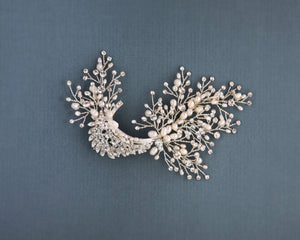 Crescent Wedding Hair Clip with Pearls