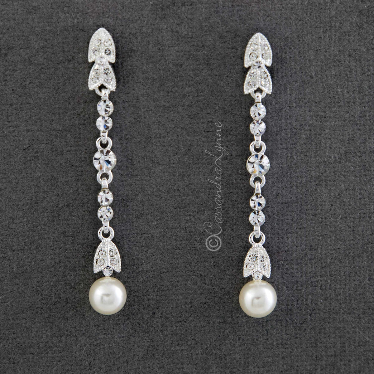 Crystal and Ivory Pearl Earrings - Cassandra Lynne