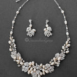 Crystal and Ivory Pearl Wedding Jewelry Set - Necklace Set - Cassandra Lynne