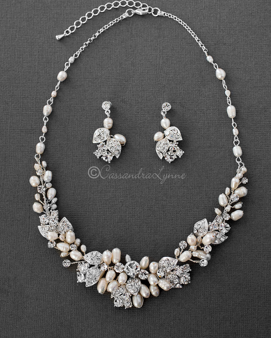 Crystal and Ivory Pearl Wedding Jewelry Set