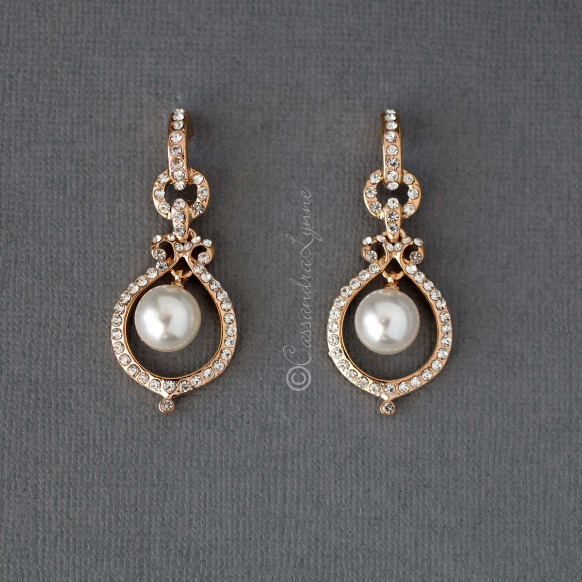 Crystal and Pearl Doorknocker Earrings