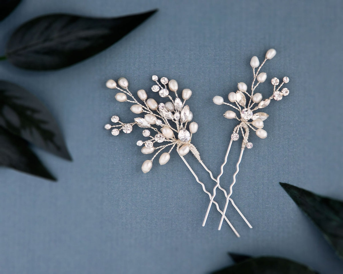 Crystal and Pearl Hair Pin Set - Cassandra Lynne