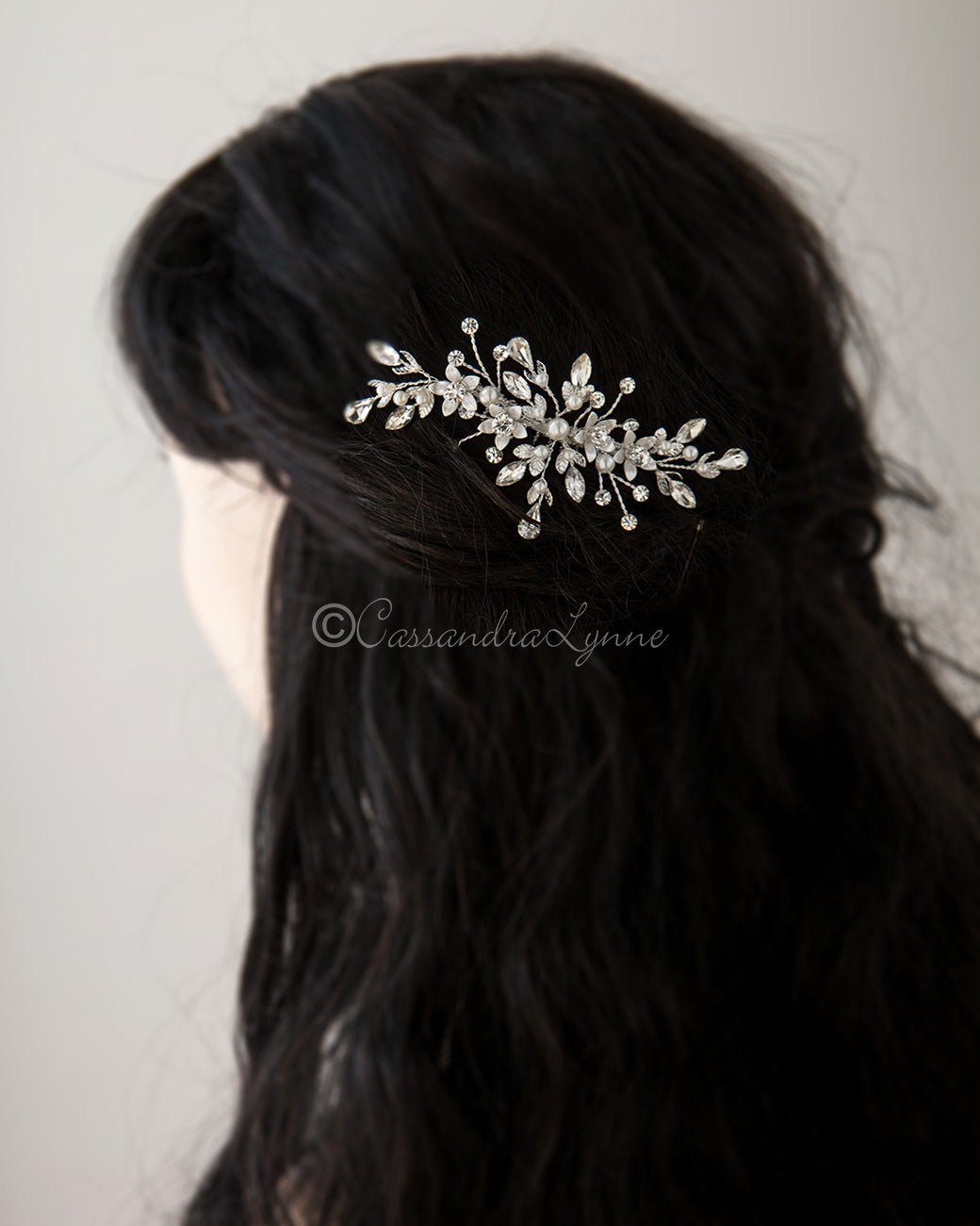 Crystal and Pearl Wedding Comb - Hair Comb - Cassandra Lynne