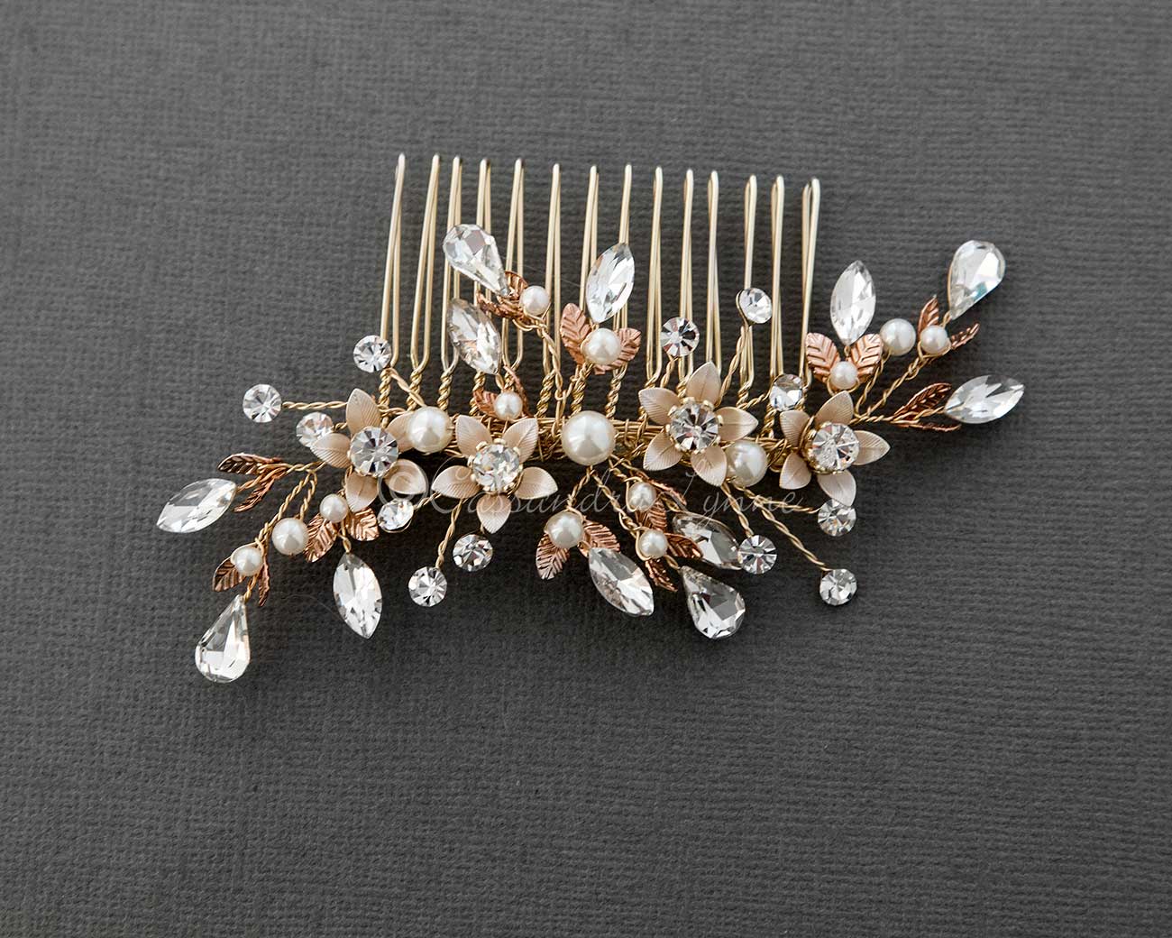 Crystal and Pearl Wedding Comb - Hair Comb - Cassandra Lynne