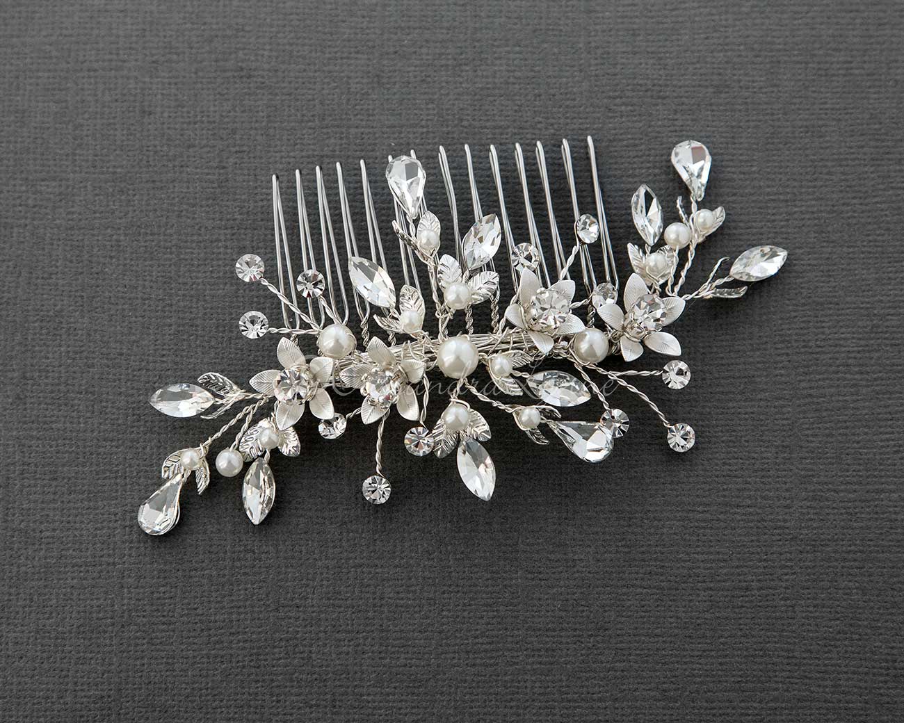 Crystal and Pearl Wedding Comb - Cassandra Lynne