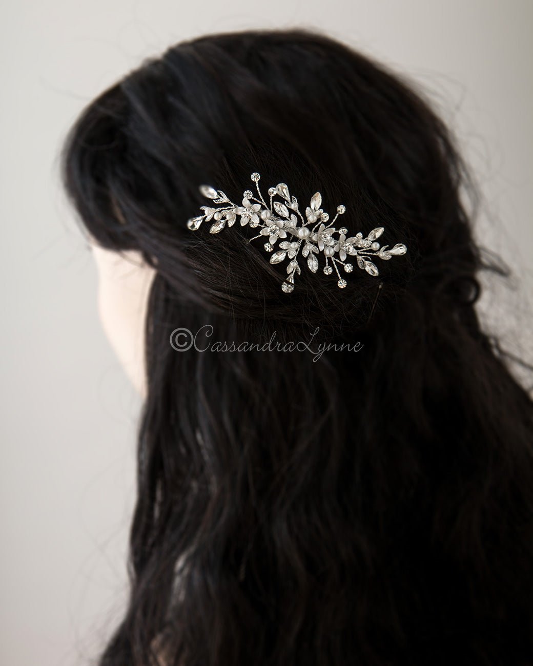 Pearl and Crystal Branch Wedding Hair Clip - Cassandra Lynne