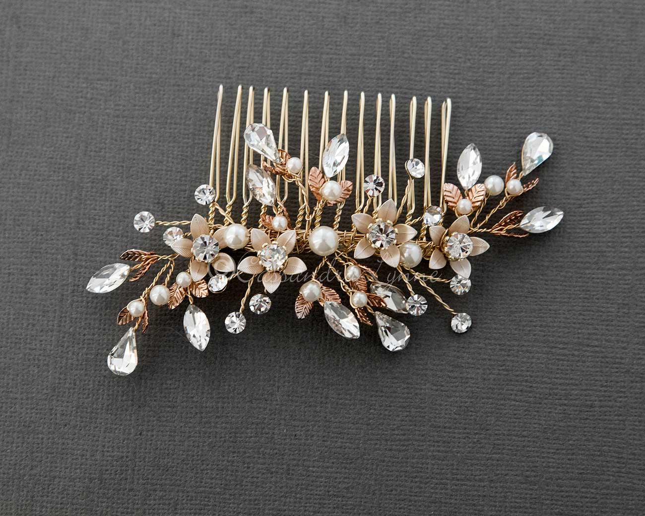 Crystal and Pearl Wedding Comb - Cassandra Lynne