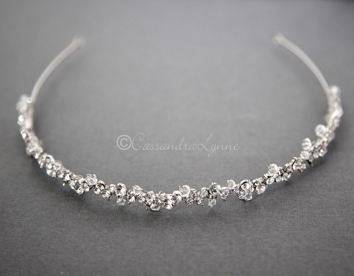 Crystal and Rhinestone Antique Silver Headband - Headband - Cassandra Lynne