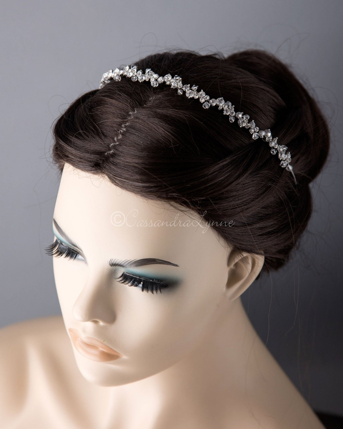 Crystal and Rhinestone Antique Silver Headband - Cassandra Lynne