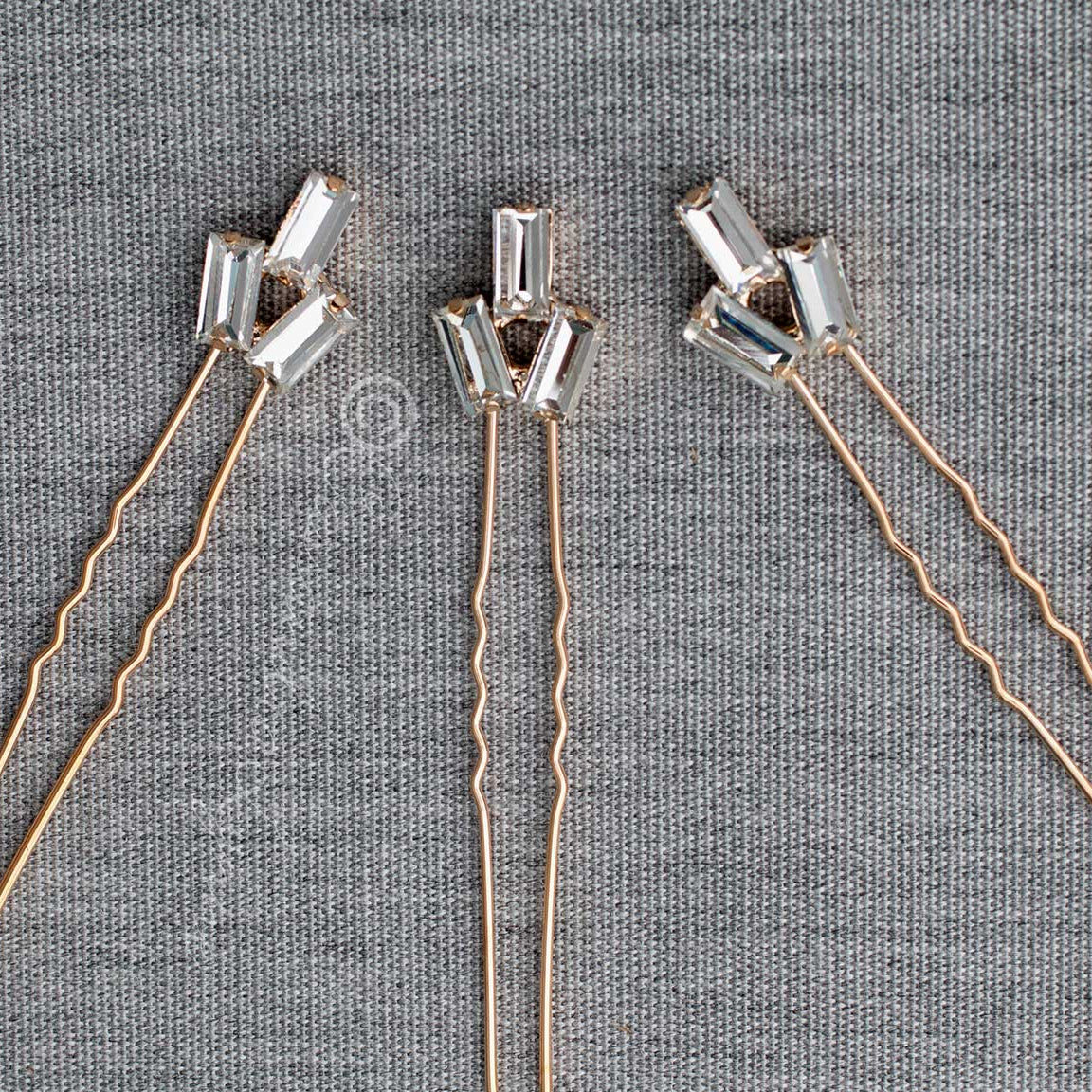 Crystal Baguette Wedding Hair Pin Set in Gold - Hair Pins - Cassandra Lynne