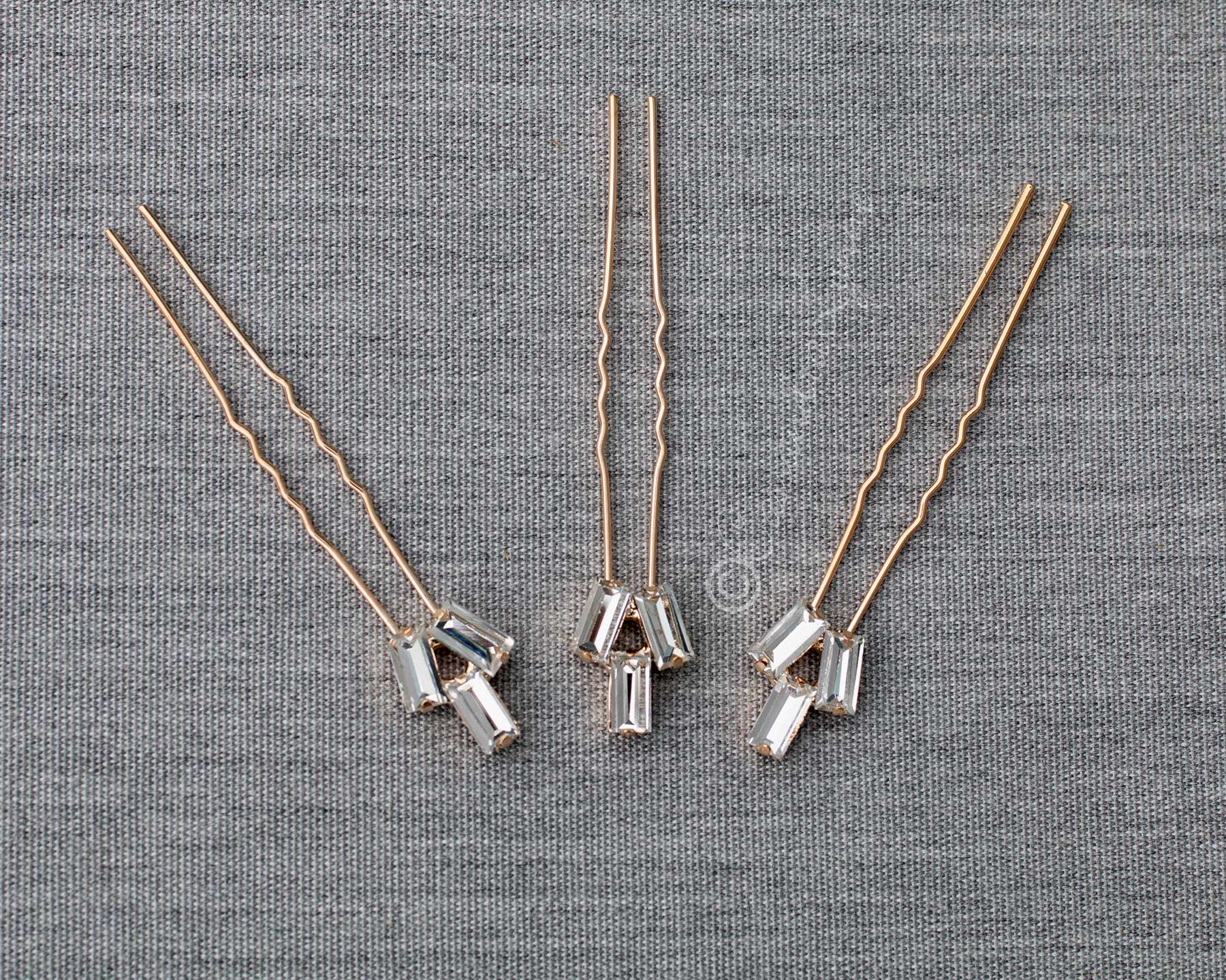 Crystal Baguette Wedding Hair Pin Set in Gold - Hair Pins - Cassandra Lynne