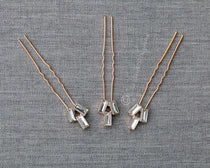 Crystal Baguette Wedding Hair Pin Set in Gold - Hair Pins - Cassandra Lynne