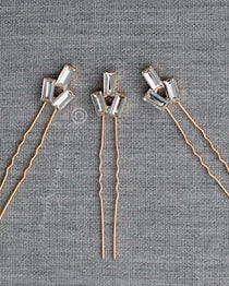 Crystal Baguette Wedding Hair Pin Set in Gold - Hair Pins - Cassandra Lynne