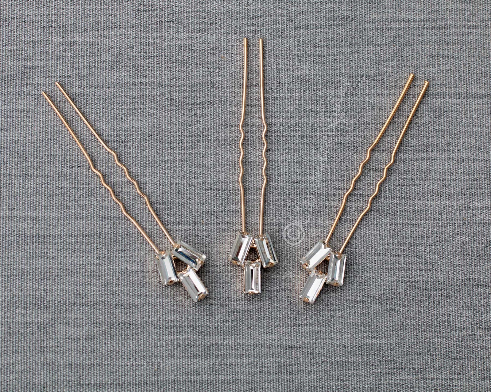 Crystal Baguette Wedding Hair Pin Set in Gold - Hair Pins - Cassandra Lynne