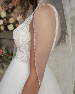 Crystal Beaded Glitter Veil in Fingertip or Cathedral