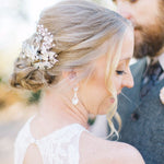 Crystal Beads and Leaves Wedding Hair Comb - Hair Comb - Cassandra Lynne