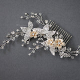 Crystal Beads and Leaves Wedding Hair Comb - Hair Comb - Cassandra Lynne