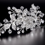 Crystal Bridal Hair Clip with Jeweled Leaves - Hair Clips - Cassandra Lynne