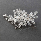Crystal Bridal Hair Clip with Jeweled Leaves - Hair Clips - Cassandra Lynne