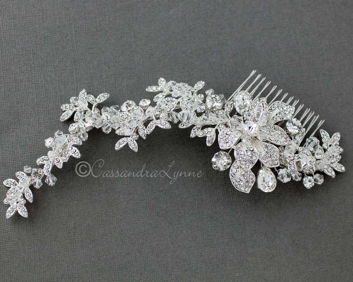 WFD Vintage Inspired Swarovski Crystal Bridal Flower Hair Comb