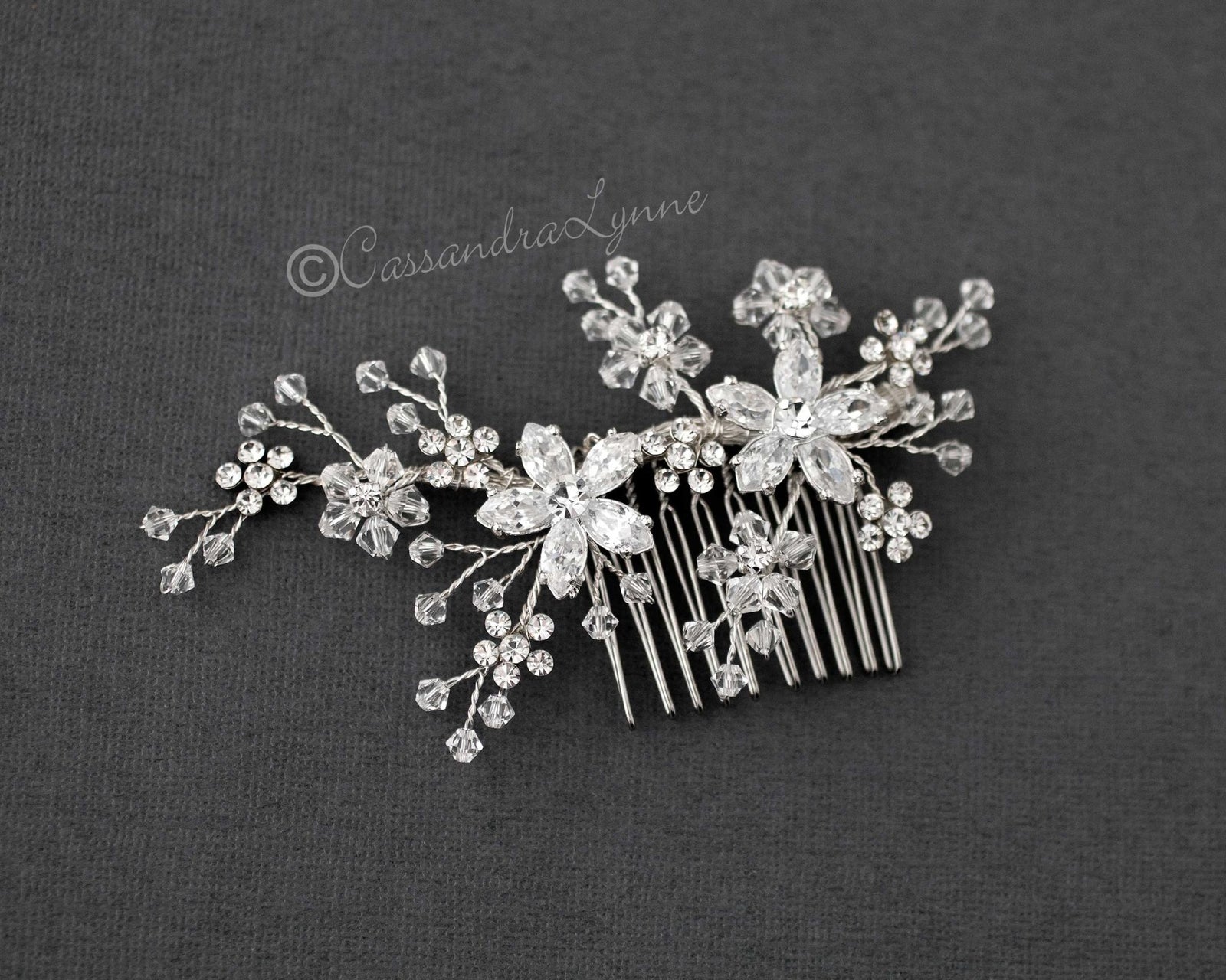 Deals Glass flower bridal comb