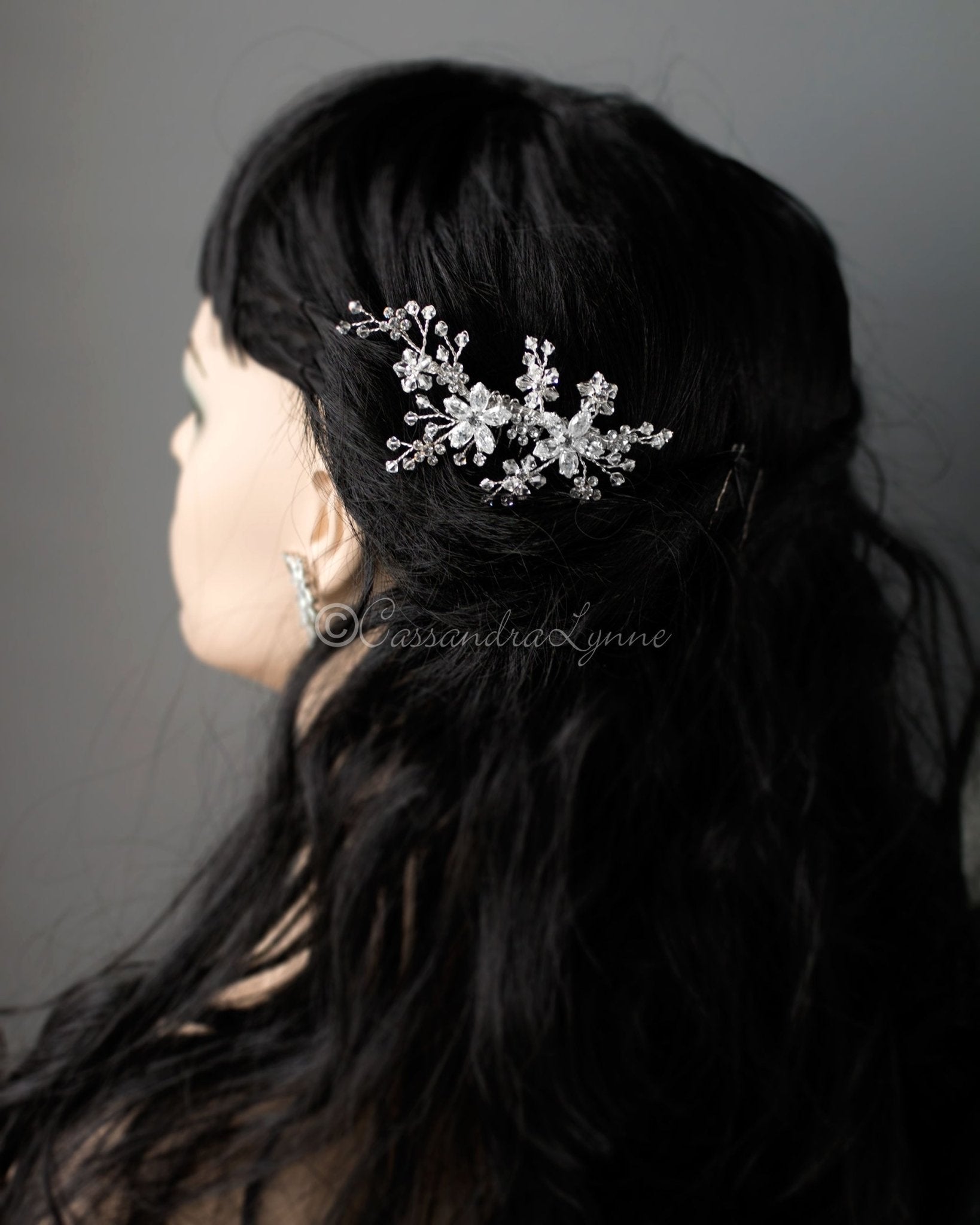 Crystal Flower Bridal Hair Comb - Cassandra Lynne