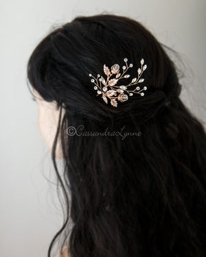 Crystal Flower Buds Wedding Hair Pin