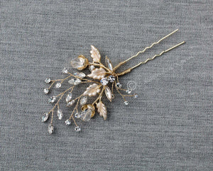 Crystal Flower Buds Wedding Hair Pin gold