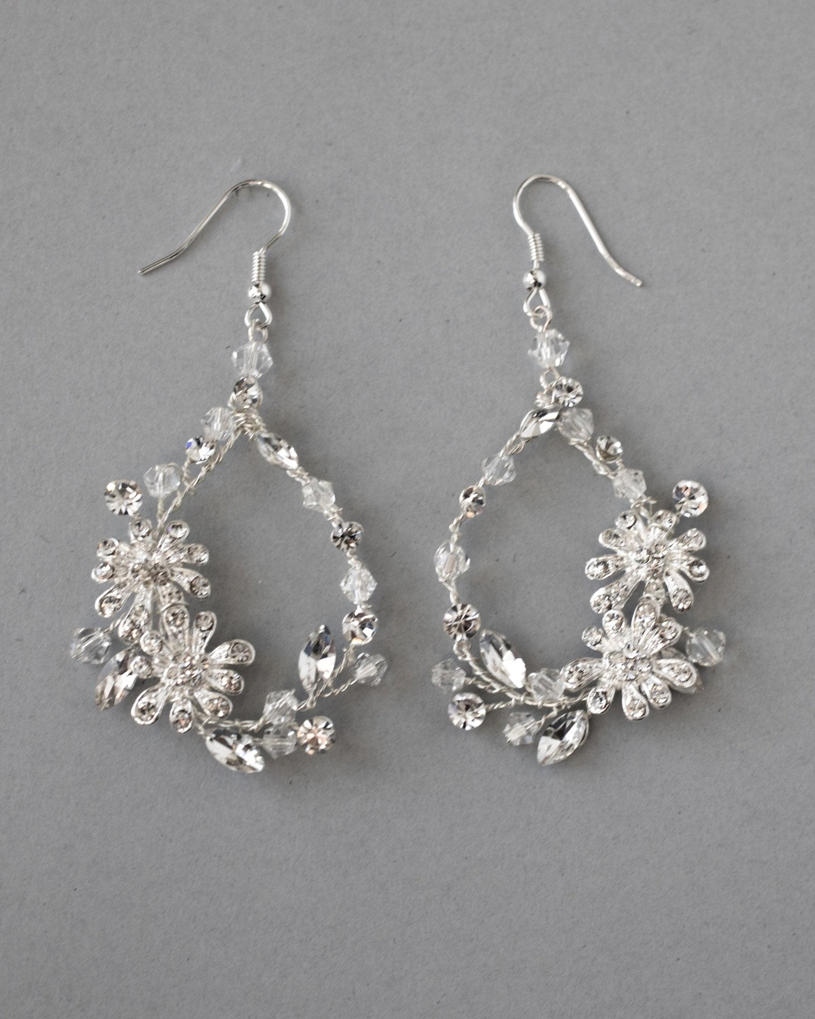 Crystal Flower Hoop Beaded Earrings - Earrings - Cassandra Lynne